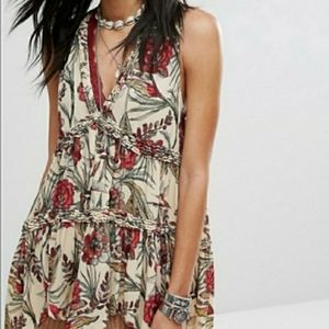 Free People Haze Hummingbird Graphic Tunic V Neck Top